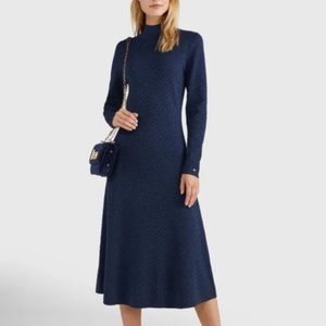Tommy Hilfiger Slim Fit Monogram Jacquard Midi Dress✨